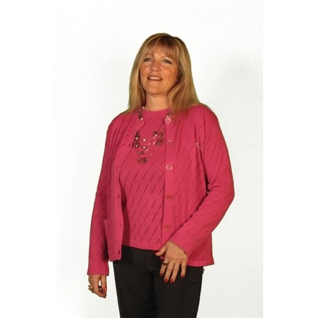 TWIN PULL ET GILET CIEL, LILAS ou ECRU