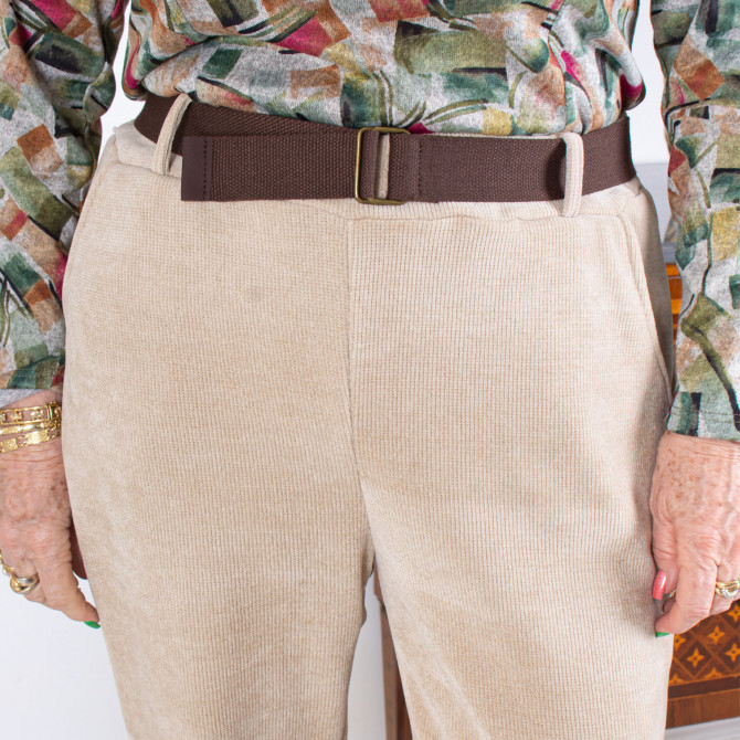 Pantalon côtelé femme senior POEMA et sa ceinture en corde