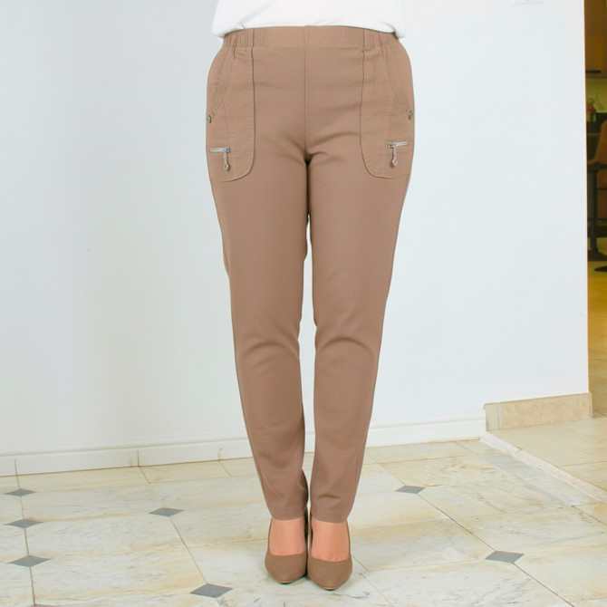 Pantalon femme senior à taille élastiquée PARFAITE beige
