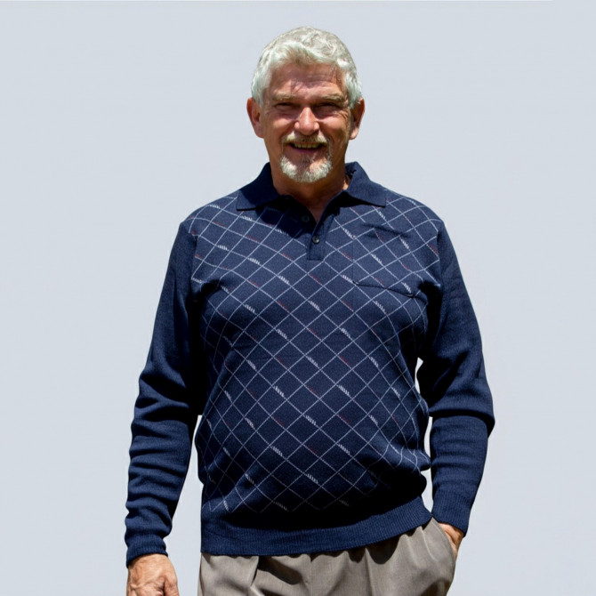 Pull à col polo PAXO marine