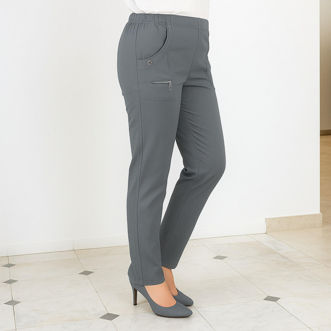 Pantalon femme senior à taille élastiquée PARFAITE gris