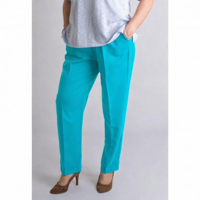 Pantalon taille élastique femme senior PATRICIA turquoise pas cher et élégant