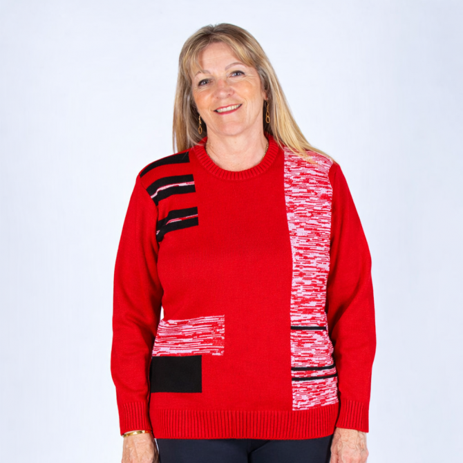 pull femme senior PARIS rouge