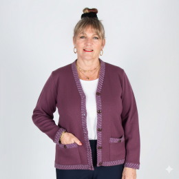 Gilet femme senior acrylique GALENE prune