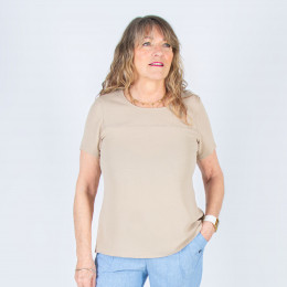 Tee shirt femme senior polyester TOURKIA beige