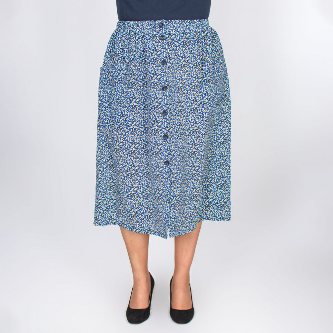 Jupe taille élastiquée personne âgée JOSIE bleu