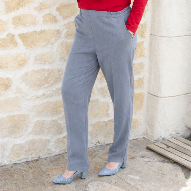 Pantalon pour femme senior à taille élastiquée PIERA gris clair