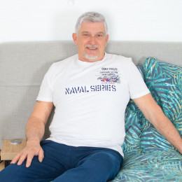 T Shirt homme senior coton floqué TIMON blanc