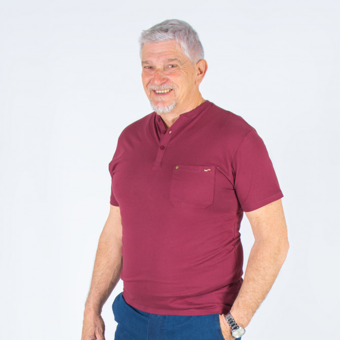 T shirt col tunisien THIERRY bordeaux