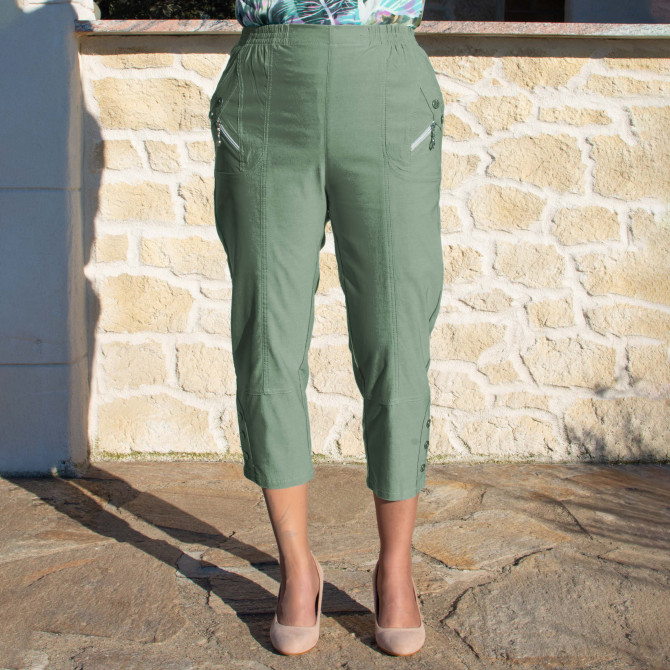 Pantalon senior taille élastique PTISSAM court vert