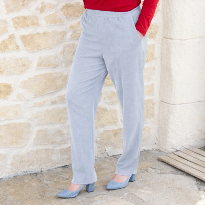 Pantalon pour femme senior à taille élastiquée PIERA gris clair