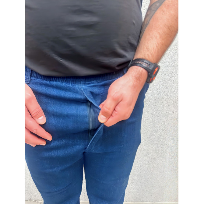 Pantalon jean senior à taille élastique braguette