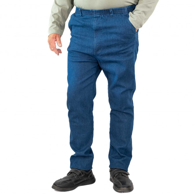 Pantalon jean senior à taille élastique braguette