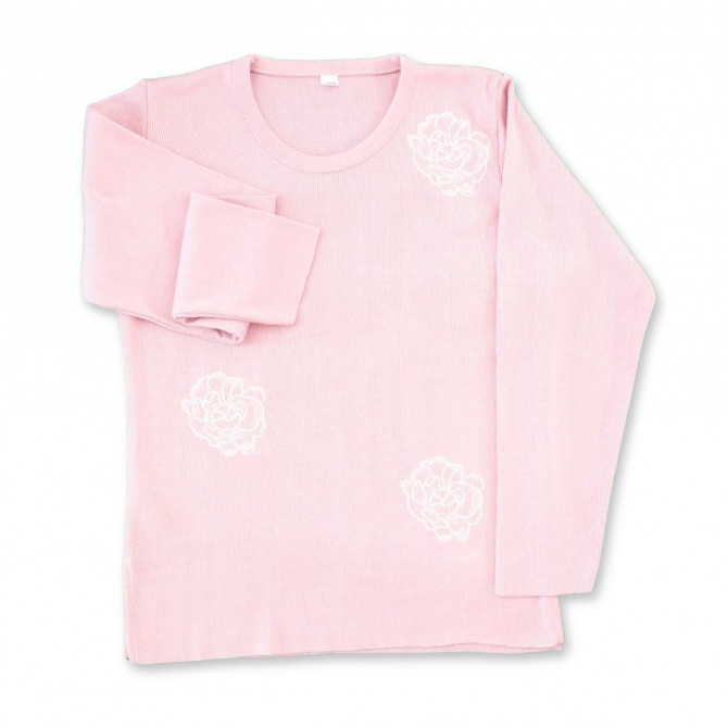 Pull acrylique brodé PRIELLE femme senior rose