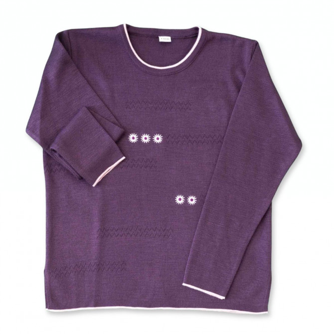 Pull senior femme en acrylique Perlette prune