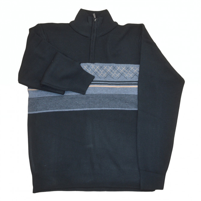 pull col zippé homme senior PITCH noir