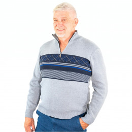 pull col zippé homme senior PITCH gris