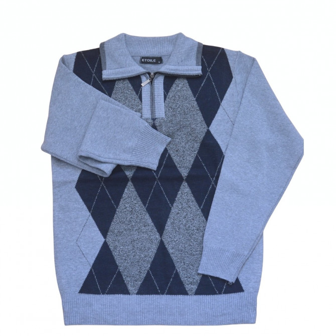pull homme senior col zippé PROSE gris
