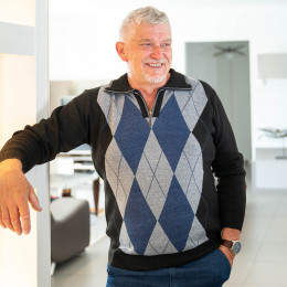 pull homme senior col zippé PROSE noir