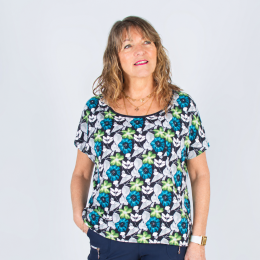 Tunique ample extensible femme senior TIBYLE feuilles bleues