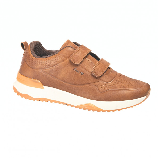 Baskets homme senior à scratchs marron BASTIEN